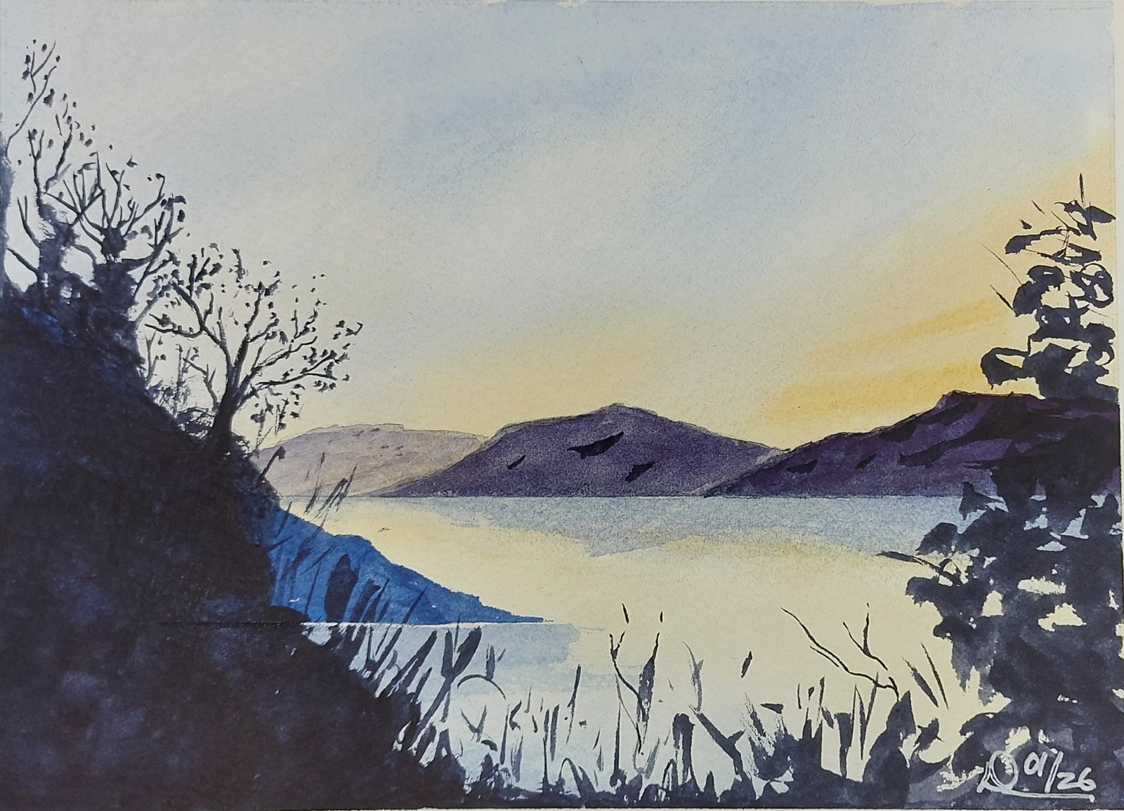 Painting I did from Scott Swinson's Course Watercolour Landscapes for Beginners