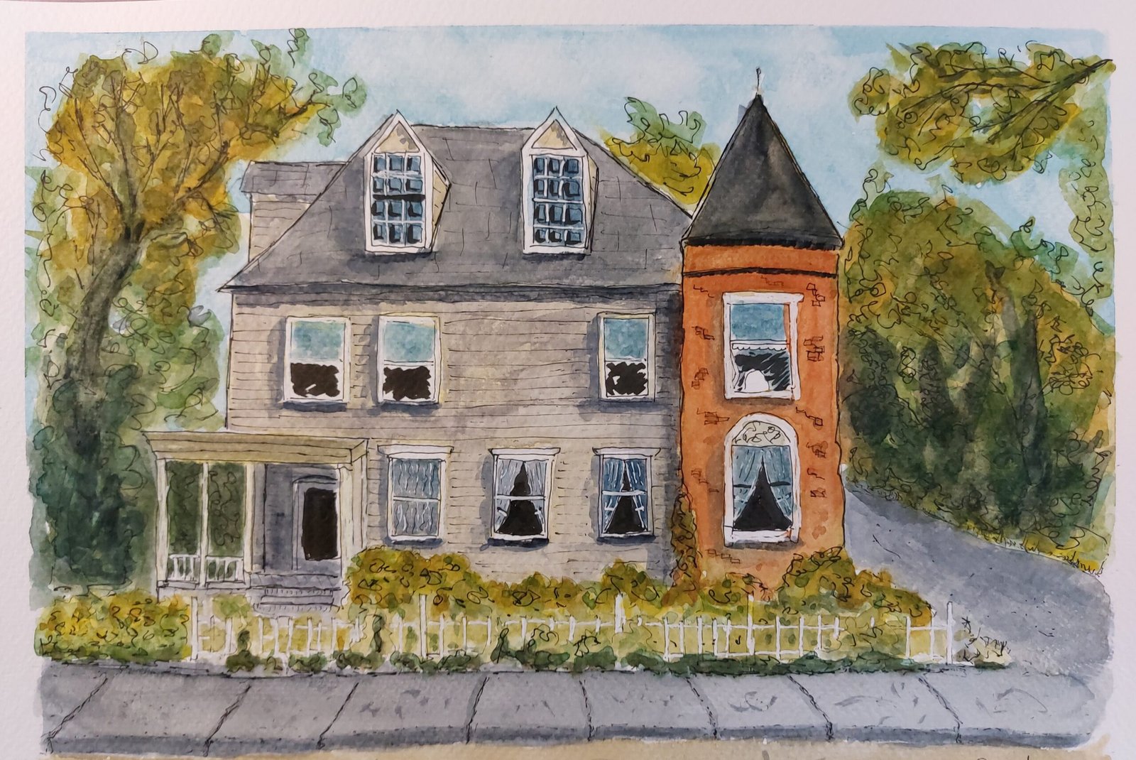 A painting I did from following Darren Yeo's counse "House and Building Portraits: Line and Wash Essentials"